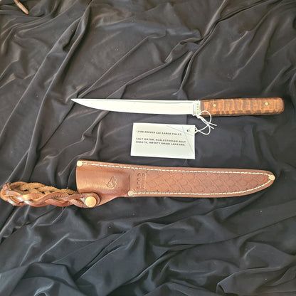 Salt Water Fillet with NH Maple includes handmade leather sheath (LFOD Knives) OL