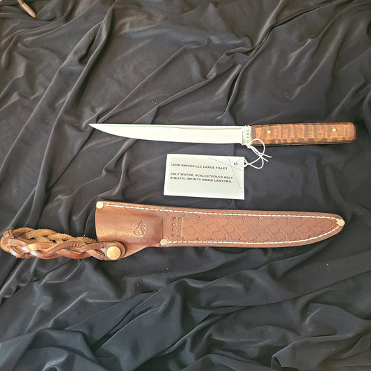 Salt Water Fillet with NH Maple includes handmade leather sheath (LFOD Knives) OL
