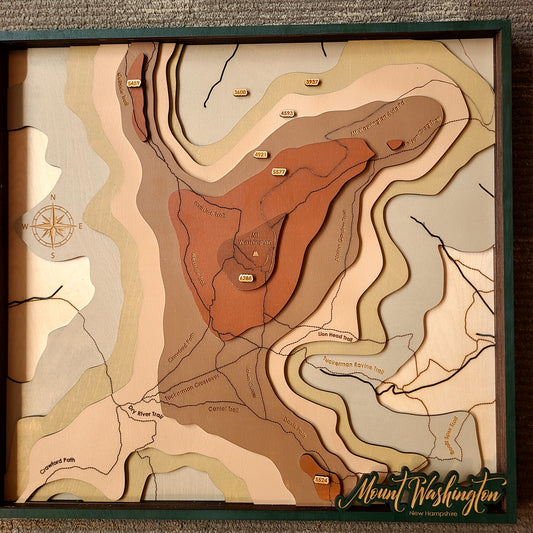 Mt. Washington Topographic Carved Wood Map (Made by Mandy) OL