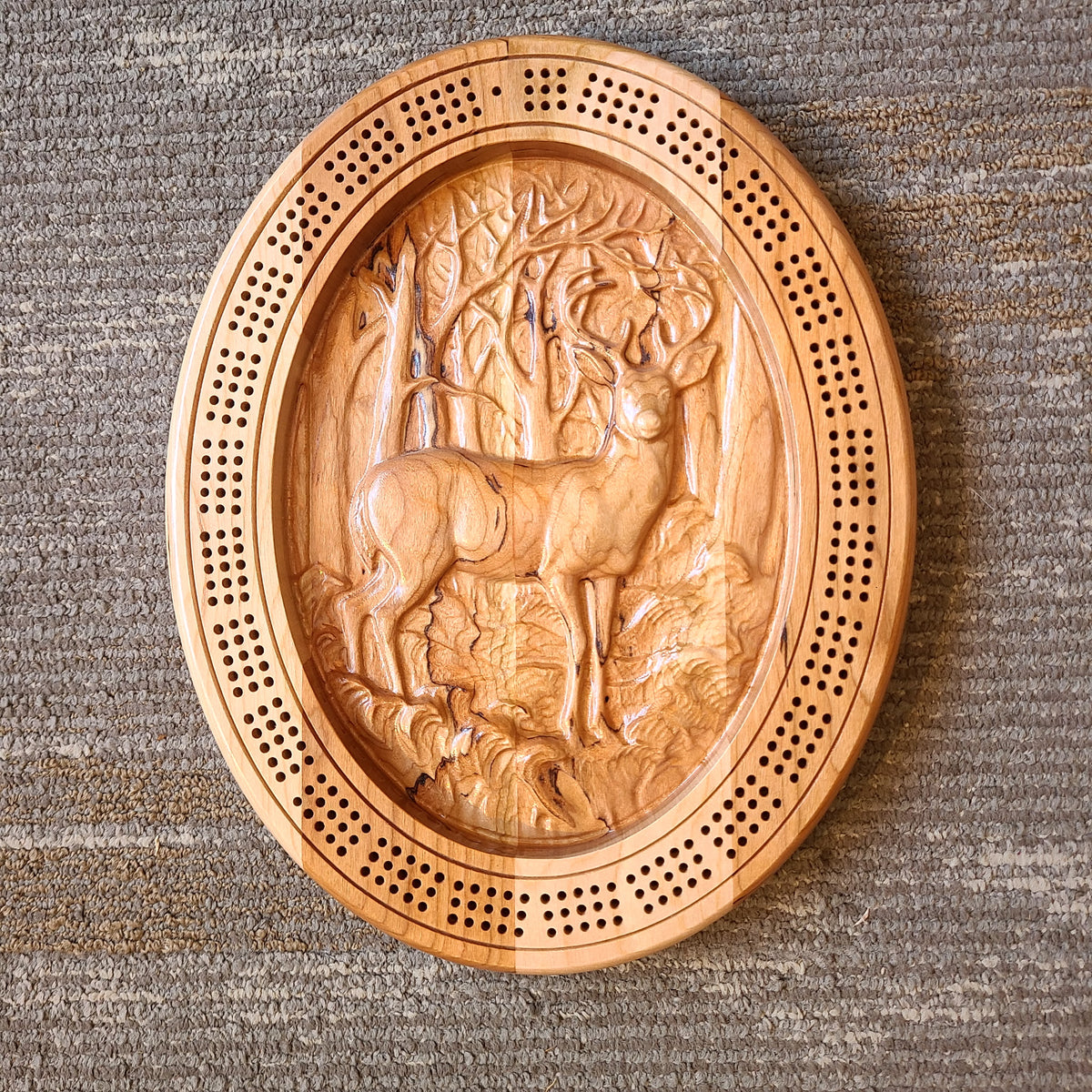 Handcrafted Wood Cribbage Board Buck Design (Knot Your Average Grain) OL