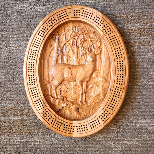Handcrafted Wood Cribbage Board Buck Design (Knot Your Average Grain) OL