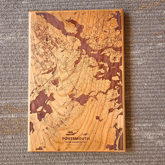 Handcrafted Topography Wood Portsmouth and Boston Maps (Knot Your Average Grain) OL
