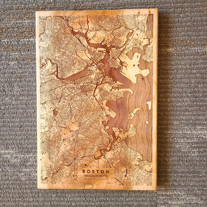 Handcrafted Topography Wood Portsmouth and Boston Maps (Knot Your Average Grain) OL