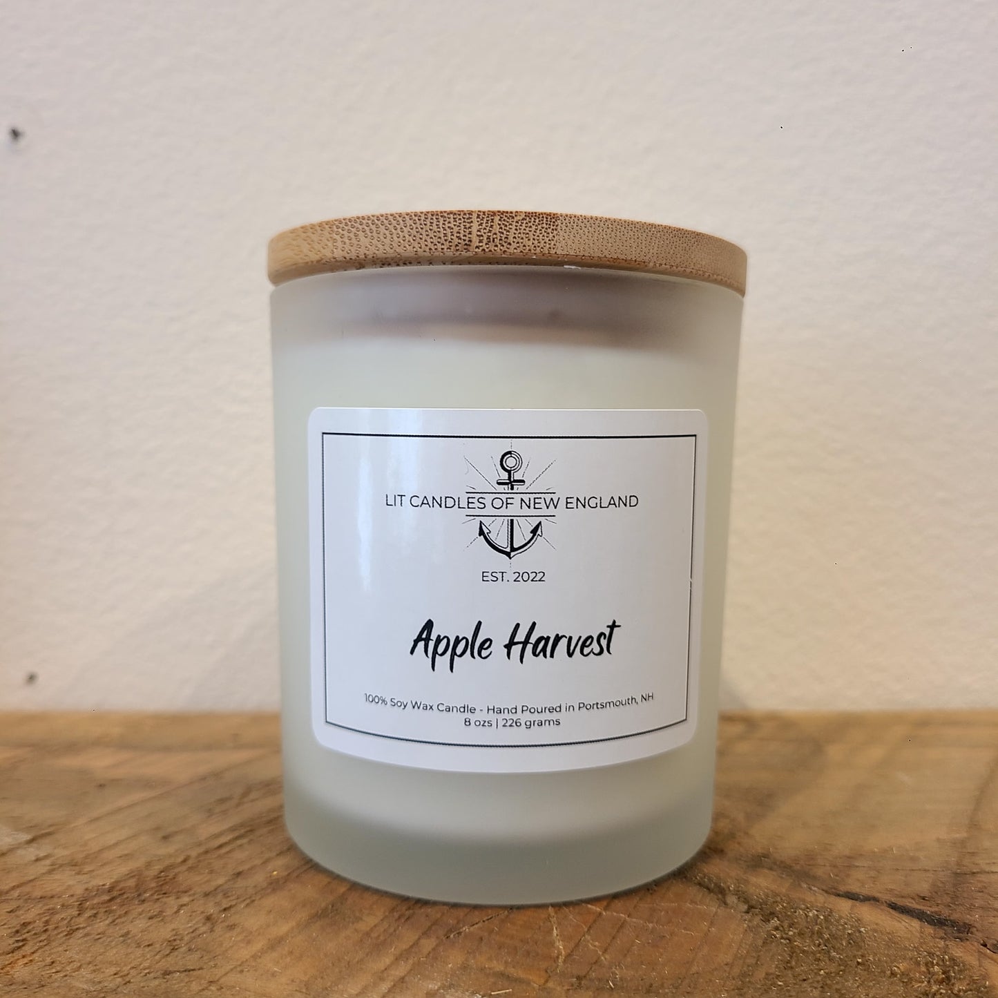Hand Poured Apple Harvest 8 oz. soy, clean burn candle (LIT Candles of New England) OL