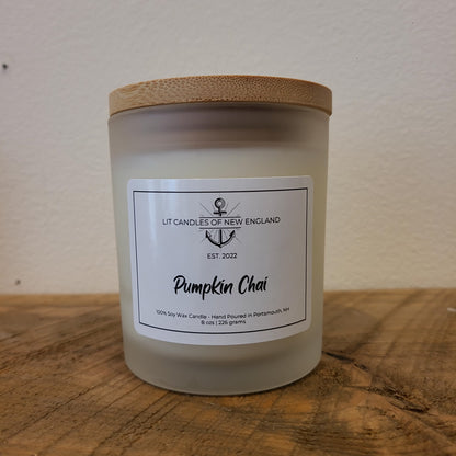 Hand Poured Pumpkin Chai 8 oz. soy, clean burn candle (LIT Candles of New England) OL