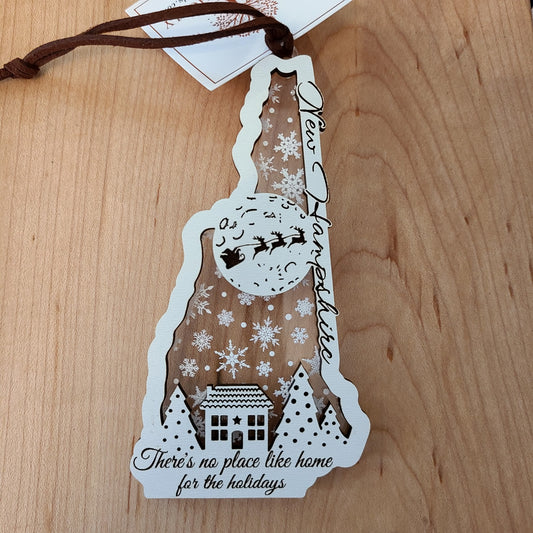 NH Holiday Cut-out Wood Ornament (Maple & Holly) OL