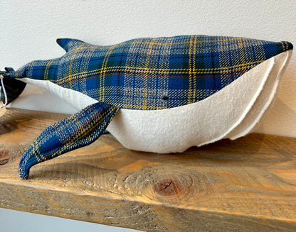 CN-139-03 NH Artisan Textile Whale Pillow (Approx. Length 18" Hillside Studio) OL