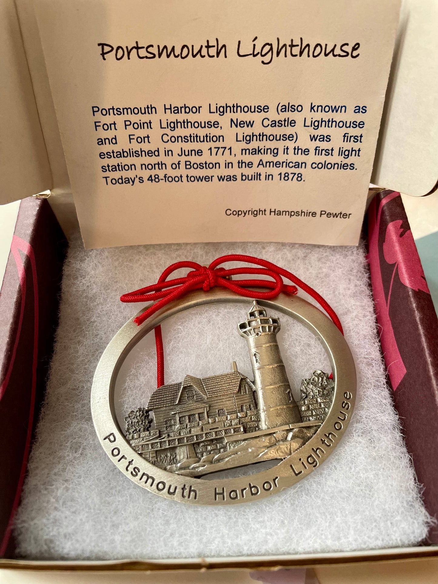 Portsmouth NH Lighthouse Pewter Ornament (Hampshire Pewter) OL