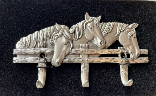 3-Hook Wall Hanger Horse Design (Hampshire Pewter) OL