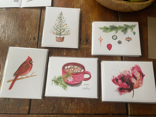 Hand painted watercolor Holiday Cards (Pope Designs) OL
