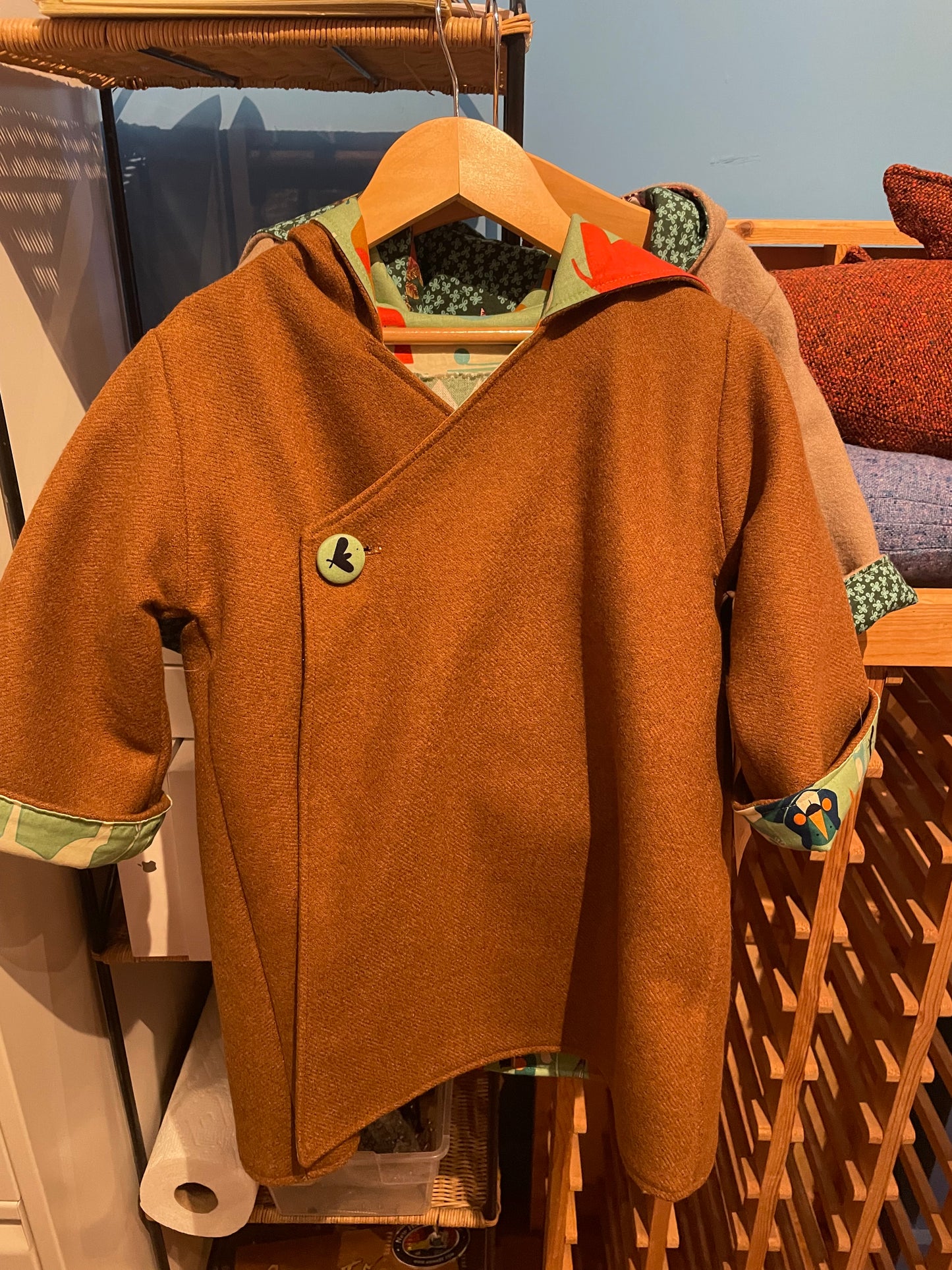 Handcrafted Hand-Sewn Child Wool Coat - Size 4-6  (Hillside Studio) OL