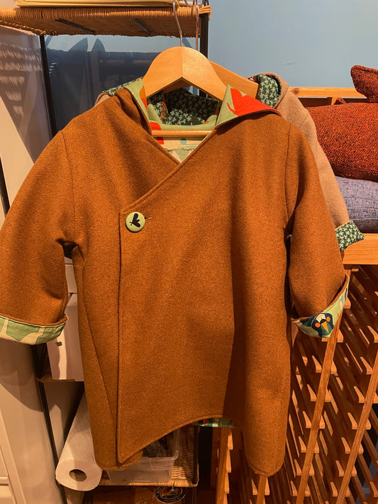 Handcrafted Hand-Sewn Child Wool Coat - Size 4-6  (Hillside Studio) OL