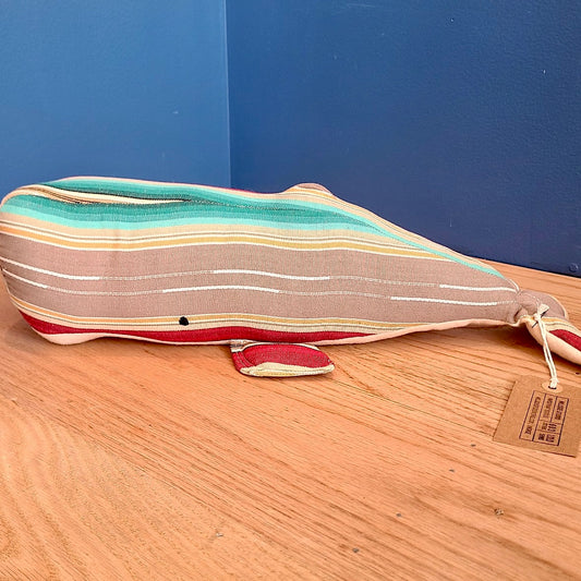 CN-139-03 NH Artisan Textile Stripe Whale Pillow (Approx. Length 18" Hillside Studio) OL