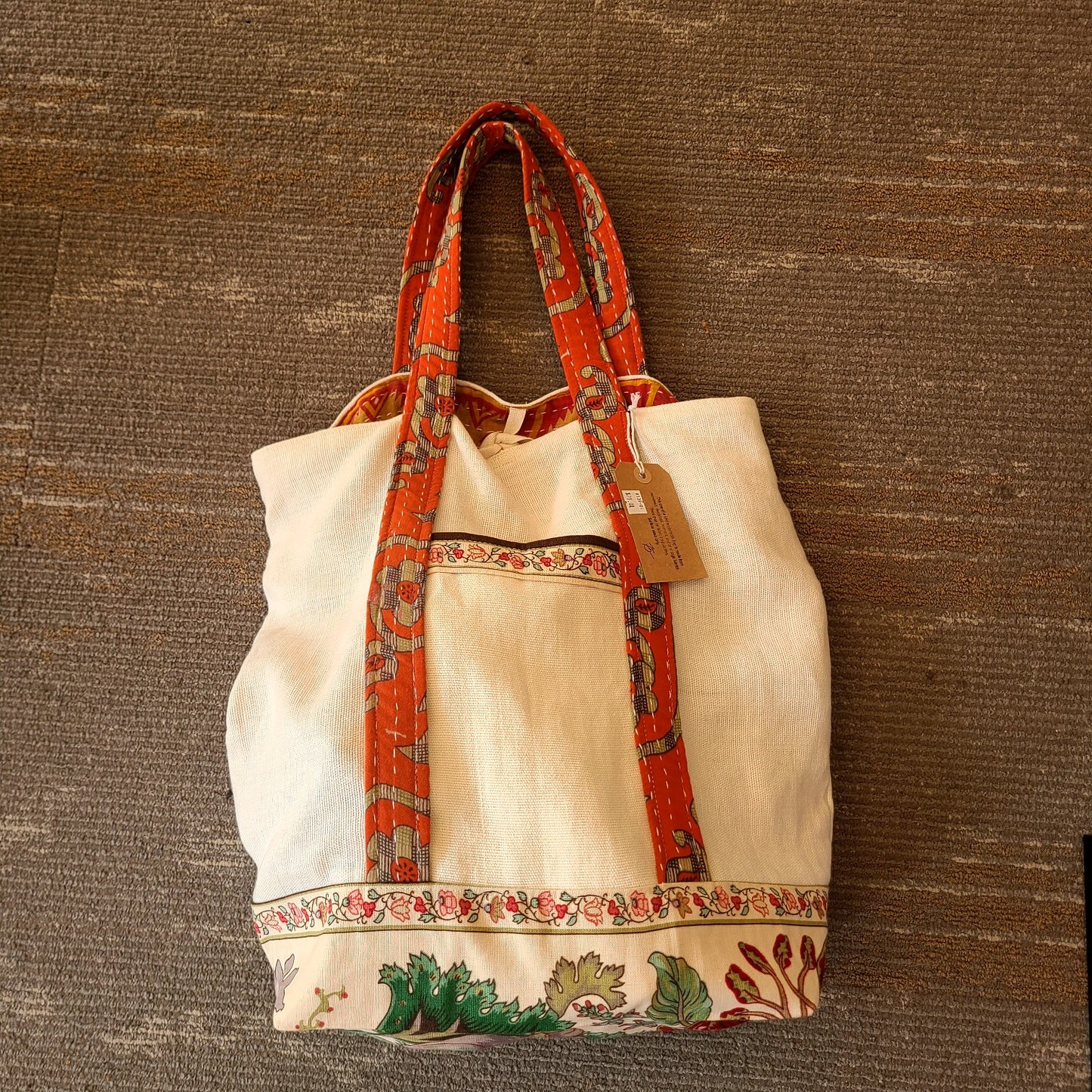 CN-139-04 Artisan Textile Ecru Large Linen Bag (Hillside Studio) OL