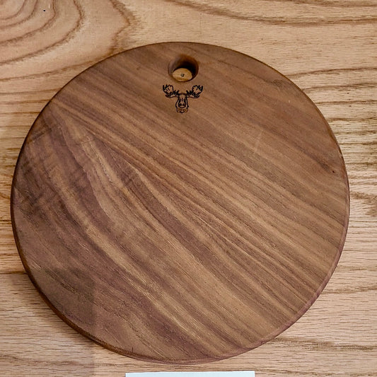 Grained wood artisanal round board (Dapper Moose) OL