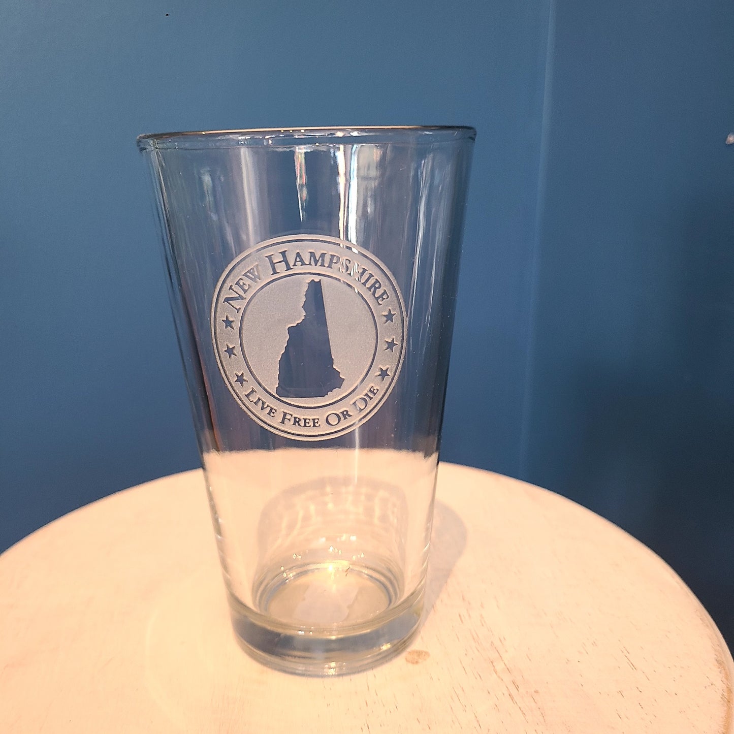NH Crystal Pint Glass 16 oz. various etchings (American Crystal Works) OL