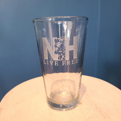 NH Crystal Pint Glass 16 oz. various etchings (American Crystal Works) OL