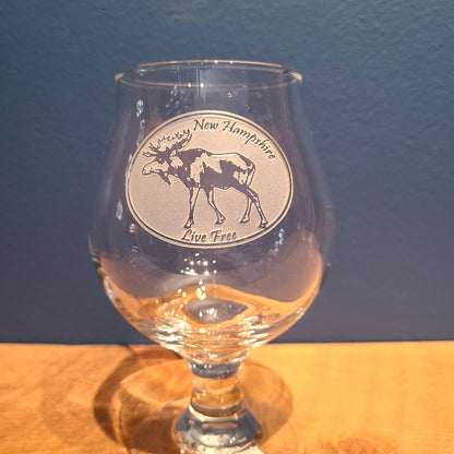 NH Crystal Belgium Beer Glass various NH etchings 17 oz. (American Crystal) OL