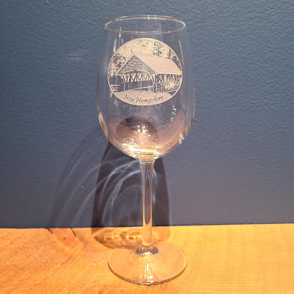 Stemmed Crystal Wine Glass Etched  (American Crystal Works) OL