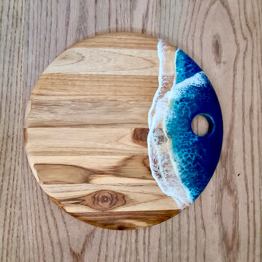 Wood & Resin Wave Round Board 13" diameter (Maria Hostage/Java Lou Studio) OL