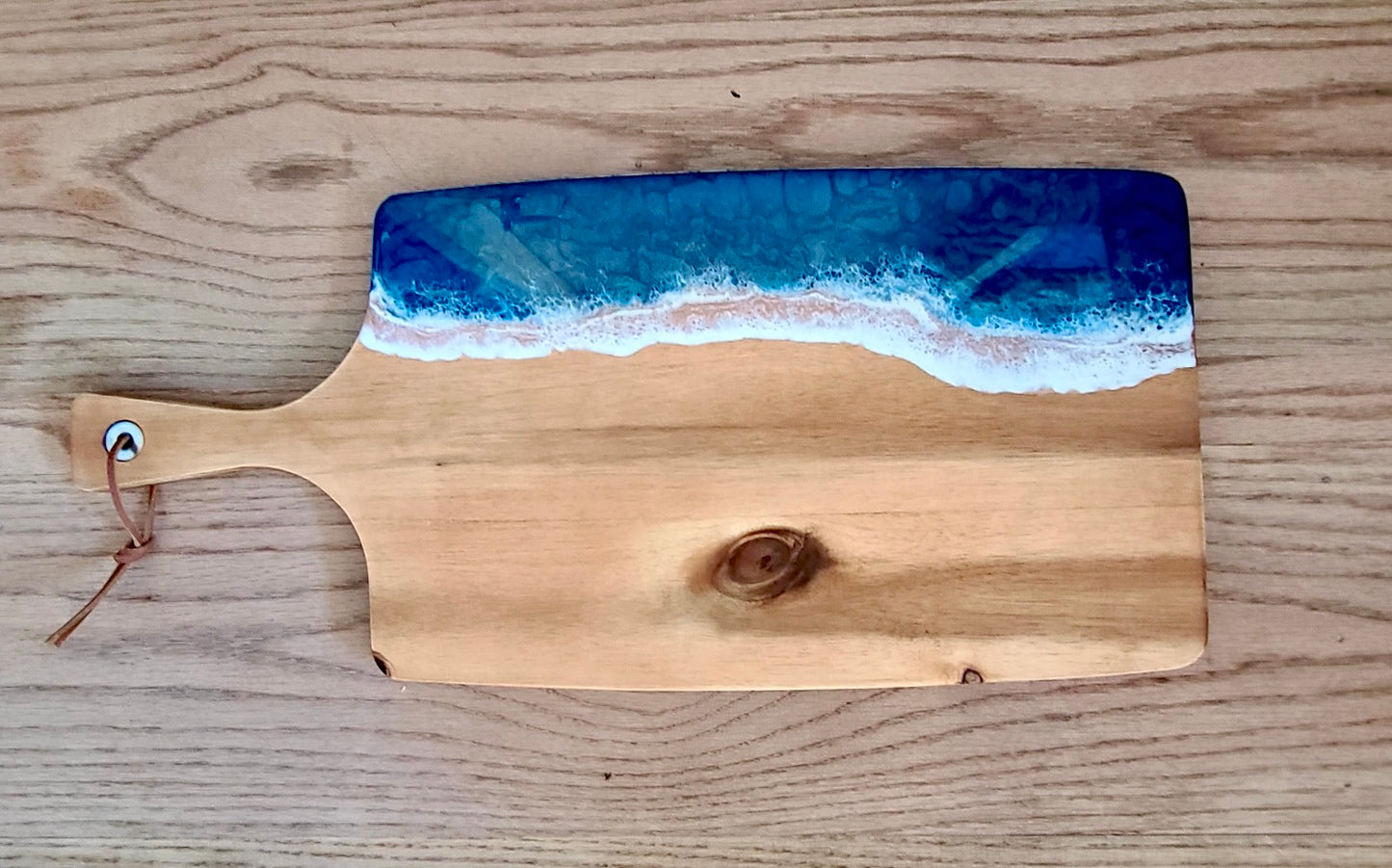 Wood Resin Wave Rectangular Board 16"x10" w/ 6" handle (Maria Hostage/Java Lou Studio) OL
