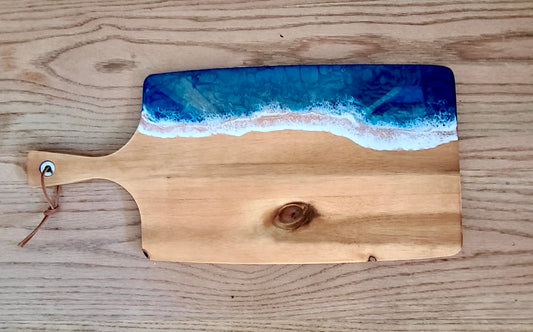 Wood Resin Wave Rectangular Board 16"x10" w/ 6" handle (Maria Hostage/Java Lou Studio) OL