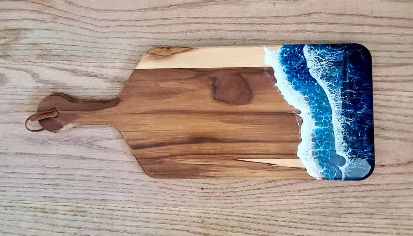 Wood Resin Wave Rectangular Board 20"x8" w/ handle (Maria Hostage/Java Lou Studio) OL