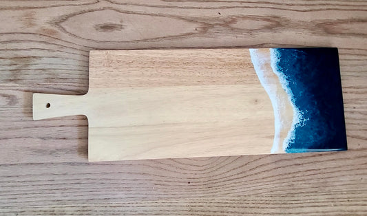 Wood Resin Wave Rectangular Board 23 1/2"x8 1/2" w/ handle (Maria Hostage/Java Lou Studio) OL