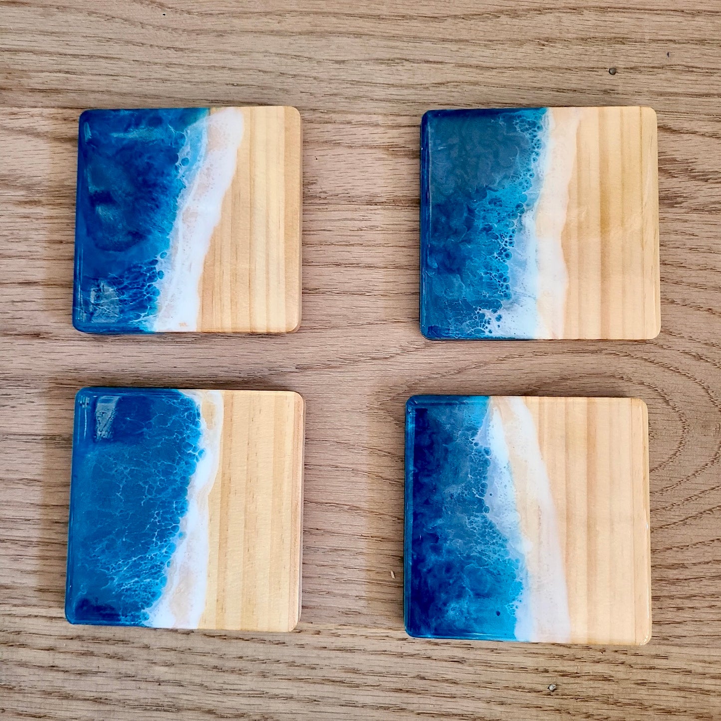 Blue Wave Resin Coaster Set (4) (Maria Hostage/Java Lou Studio) OL