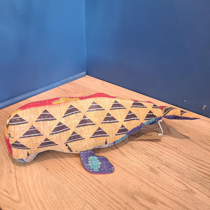 NH Artisan Textile Whale Pillow Multi-Colored/Multi-Sided  (Approx. Length 18" Hillside Studio) OL
