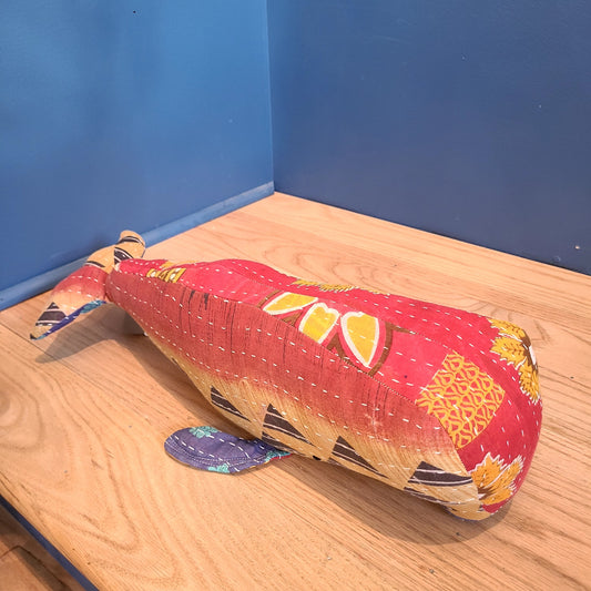 NH Artisan Textile Whale Pillow Multi-Colored/Multi-Sided  (Approx. Length 18" Hillside Studio) OL