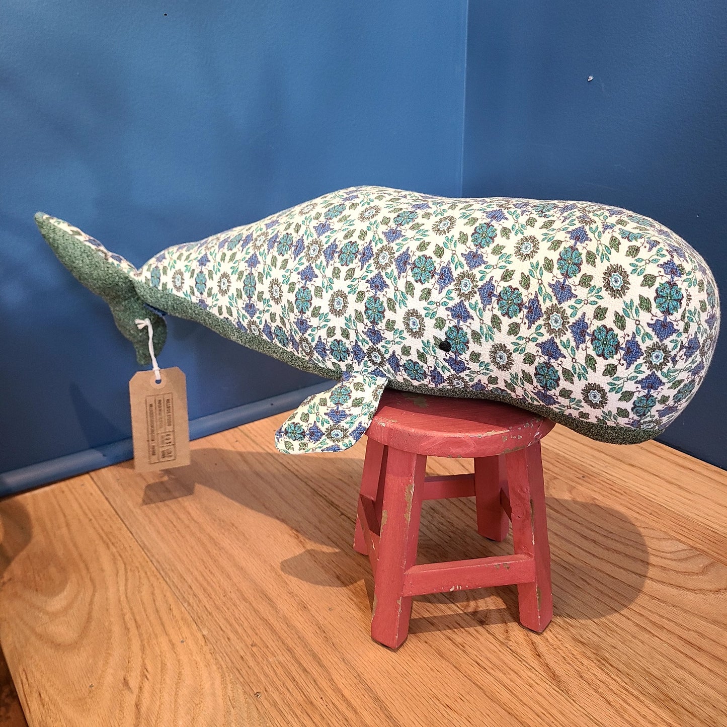 NH Artisan Textile Whale Pillow Multi-Colored  (Approx. Length 18" Hillside Studio) OL