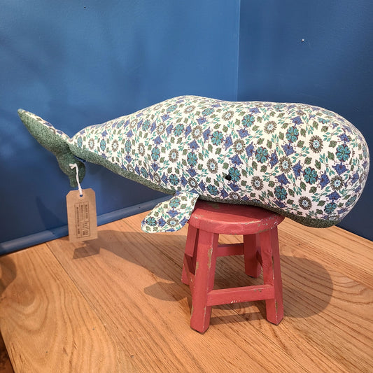 NH Artisan Textile Whale Pillow Multi-Colored  (Approx. Length 18" Hillside Studio) OL