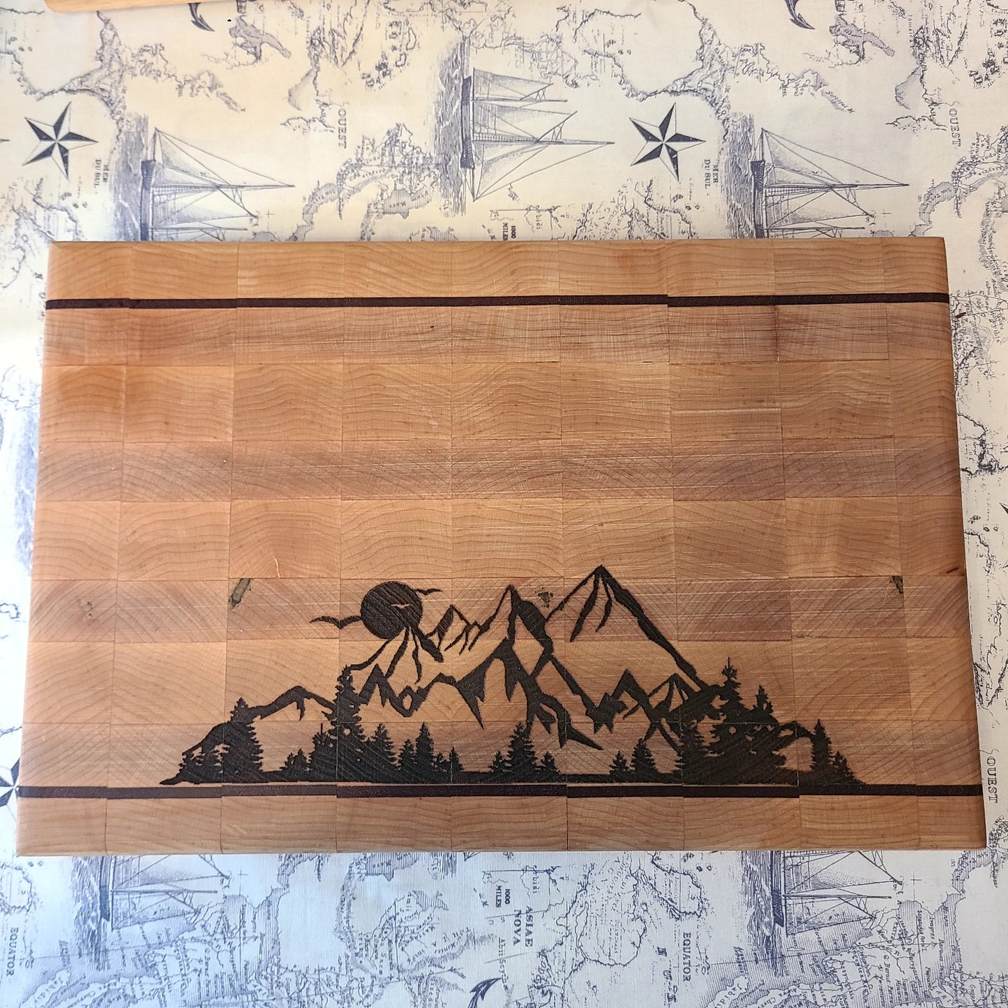 Cutting Board with Mountains Engraved (Rick Becksted) OL
