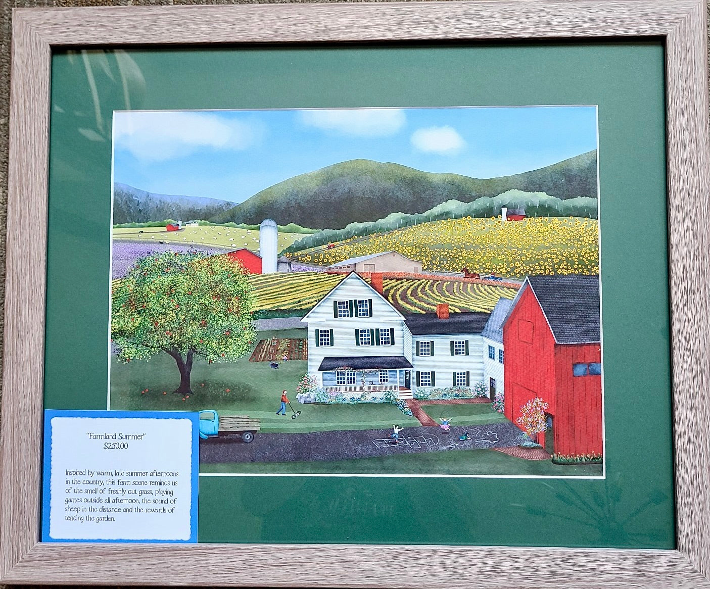 "Farmland Summer"  matted & framed original print (Wickie Rowland) OL