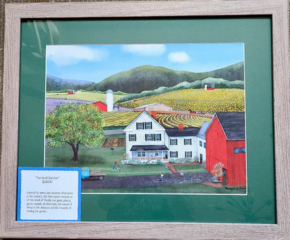 "Farmland Summer"  matted & framed original print (Wickie Rowland) OL