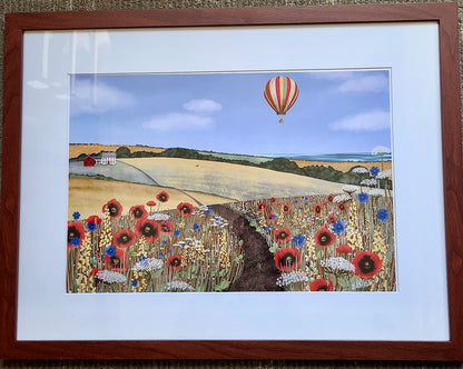 "August Afternoon"  matted & framed original print (Wickie Rowland) OL