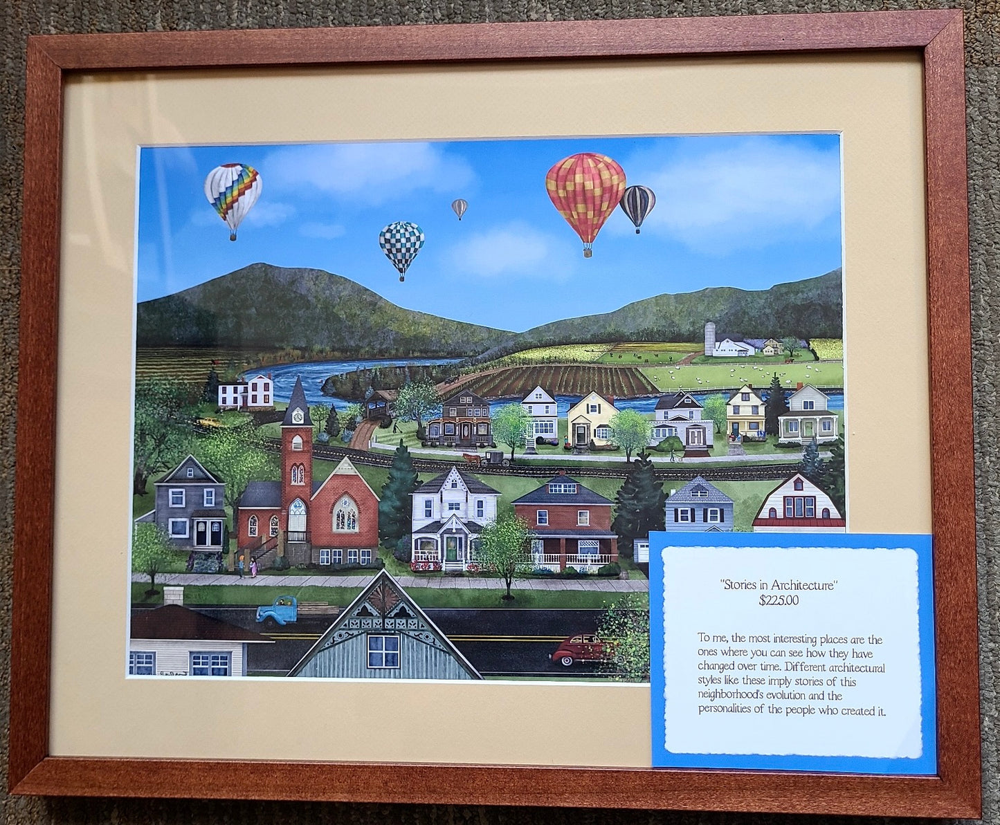 "Stories in Architecture" matted & framed original print (Wickie Rowland) OL