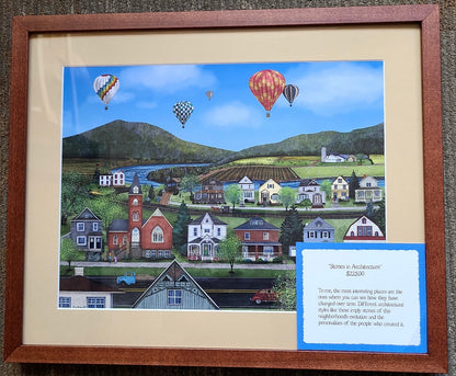 "Stories in Architecture" matted & framed original print (Wickie Rowland) OL