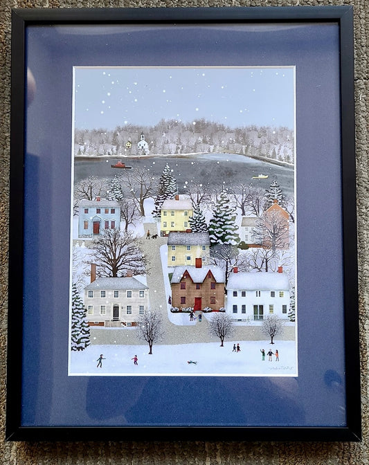 "A Strawberry Banke Winter" matted & framed original print (Wickie Rowland) OL