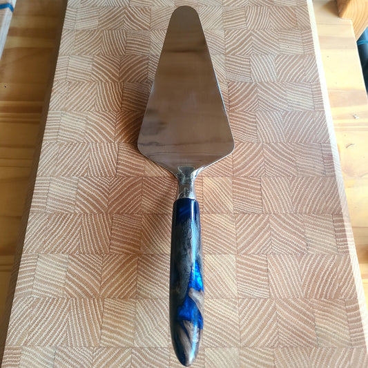Custom Cake Server 440C stainless with Blue Apple Wood Burl Handle (Atlas Knifeworks) OL