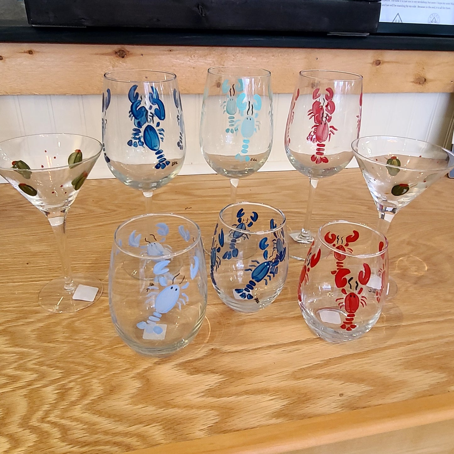 Hand Painted Crystal Wine & Martini Glasses (BRR Designs) OL