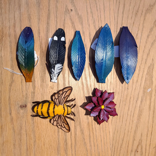 Handcrafted Leather Hair Clips (Log Cabin Leather) OL