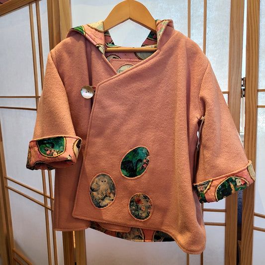 Handcrafted Child Washable Wool Coat color: soft pink - (Hillside Studio) OL