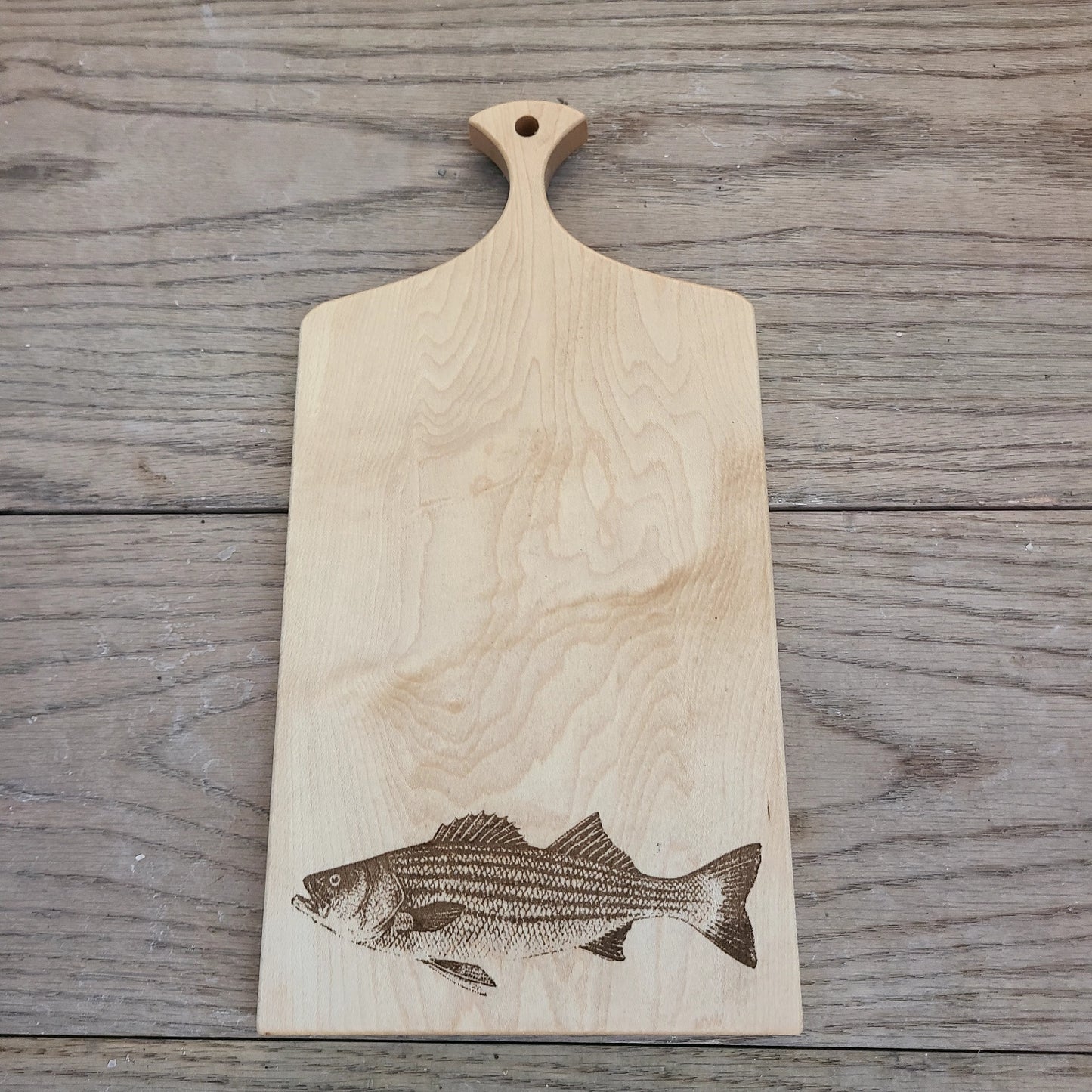 Handcrafted Cutting Board with embossed Striper (A Vintage Wren) OL