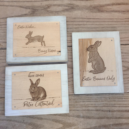 Handcrafted Bunny sign (A Vintage Wren) OL