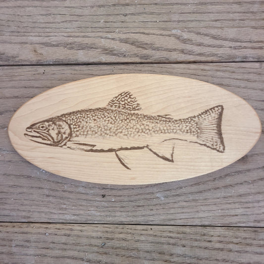 Handcrafted engraved oval trout sign (A Vintage Wren) OL
