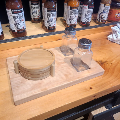 Handcrafted Salt & Pepper Picnic Board with Coasters (A Vintage Wren) OL
