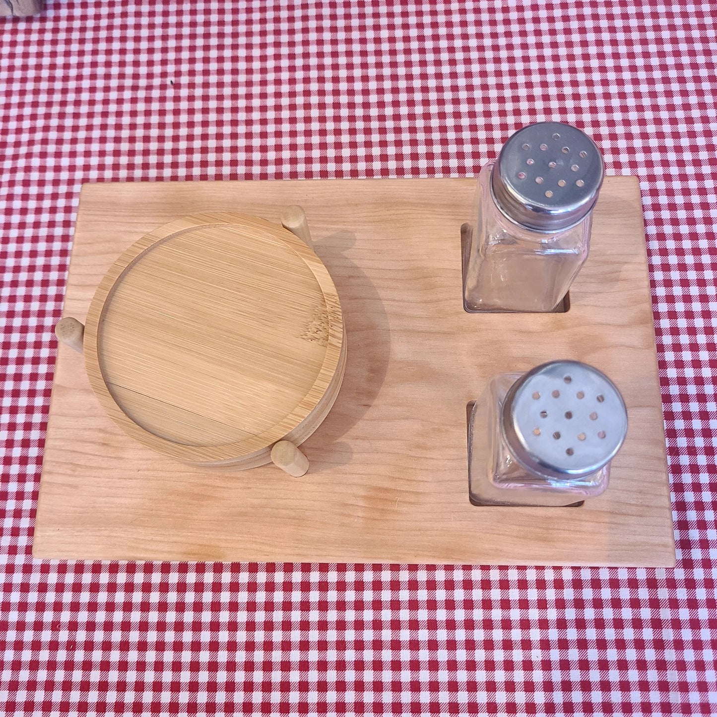 Handcrafted Salt & Pepper Picnic Board with Coasters (A Vintage Wren) OL