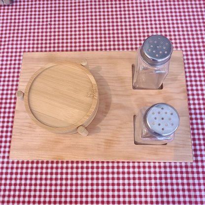 Handcrafted Salt & Pepper Picnic Board with Coasters (A Vintage Wren) OL